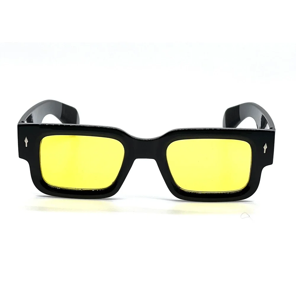 Mens Black Square Frame Sunglasses‎ Yellow Lens Fashion Eyewear Hip Hop Street
